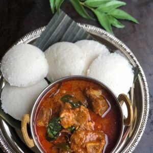 Idly with Mutton Curry